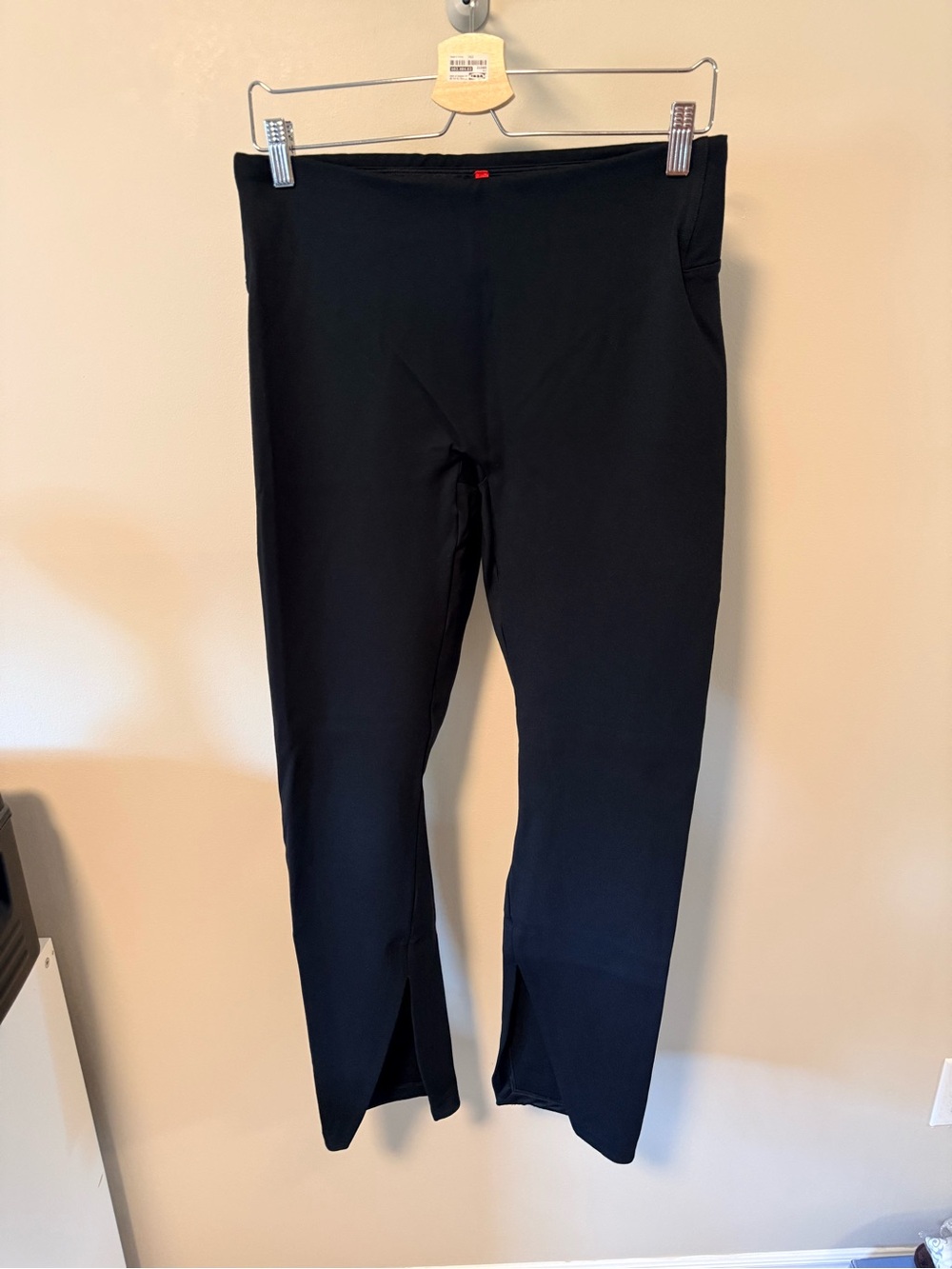 SPANX Black Pull-On Slim Pants with Front Slits